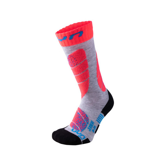 SKARPETY UYN JUNIOR SKI SOCKS, GREY/FLUO, 27-30