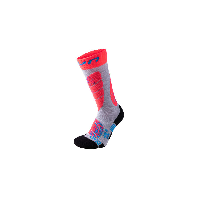 SKARPETY UYN JUNIOR SKI SOCKS, GREY/FLUO, 27-30
