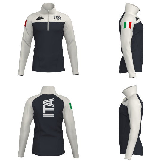 BLUZA U KAPPA 6CENTO 687BK ITA, GRANT/BIAŁY, XS/34